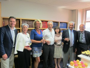 Honoured guests at HICRA re-launch: (From left) Prof S Stewart, Lady Irene Hatter, Prof K Sliwa (Director of HICRA), Andrew Hatter, Christine Hatter, Sir Maurice Hatter, Em Prof L Opie (Far right)